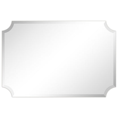 Miroir mural rectangulaire sans cadre à bord biseauté festonné, pour salle de bain, coiffeuse ou chambre, transparent.