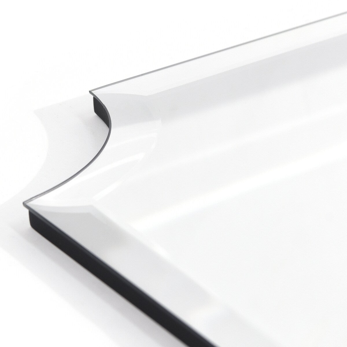 Miroir mural rectangulaire sans cadre à bord biseauté festonné, pour salle de bain, coiffeuse ou chambre, transparent.