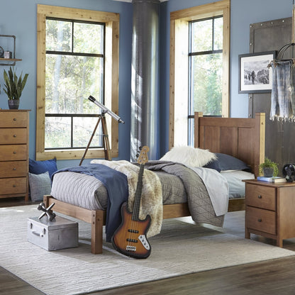 Lit plateforme en bois massif de style Shaker, meuble en bois grainé