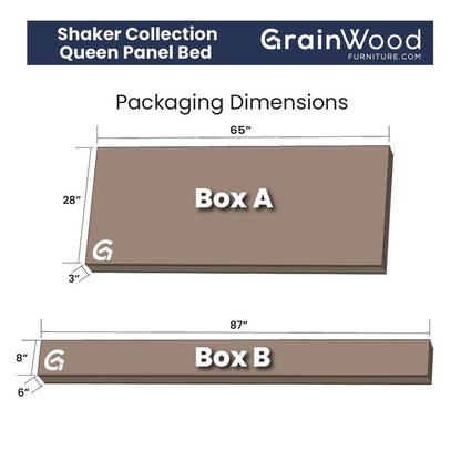 Lit plateforme en bois massif de style Shaker, meuble en bois grainé