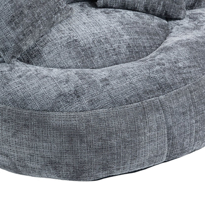 Pouf paresseux gris surdimensionné de 42,52 pouces en chenille avec trois coussins pour chambre à coucher