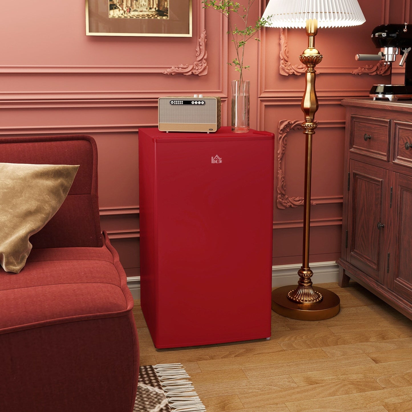 Mini-réfrigérateur HOMCOM 3,2 pi³ avec congélateur, réfrigérateur compact à une porte avec thermostat réglable pour chambre à coucher