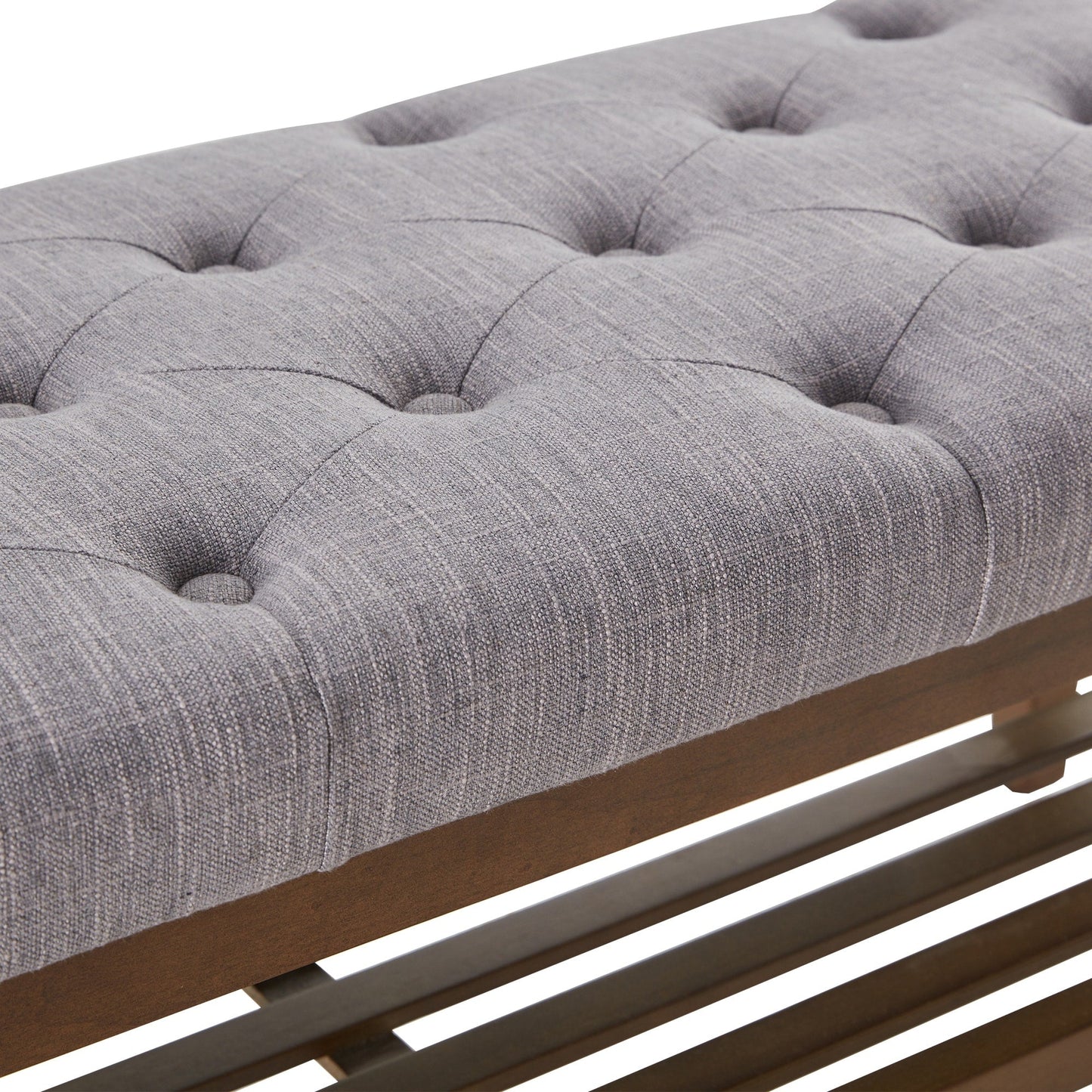 Banc à chaussures d'entrée avec rangement, revêtement en tissu et bois massif, 109 cm (43 pouces), banquette rembourrée pour salon et chambres