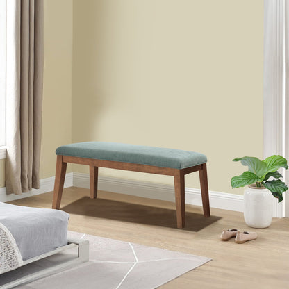 Banc d'entrée rembourré en tissu, banc de chambre à coucher pour pied de lit, beige, bois massif, 112 cm (44 pouces)