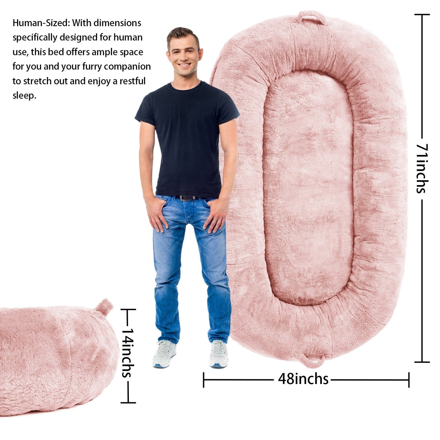 Grand lit pour chien lavable, de la taille d'un humain, avec housse amovible