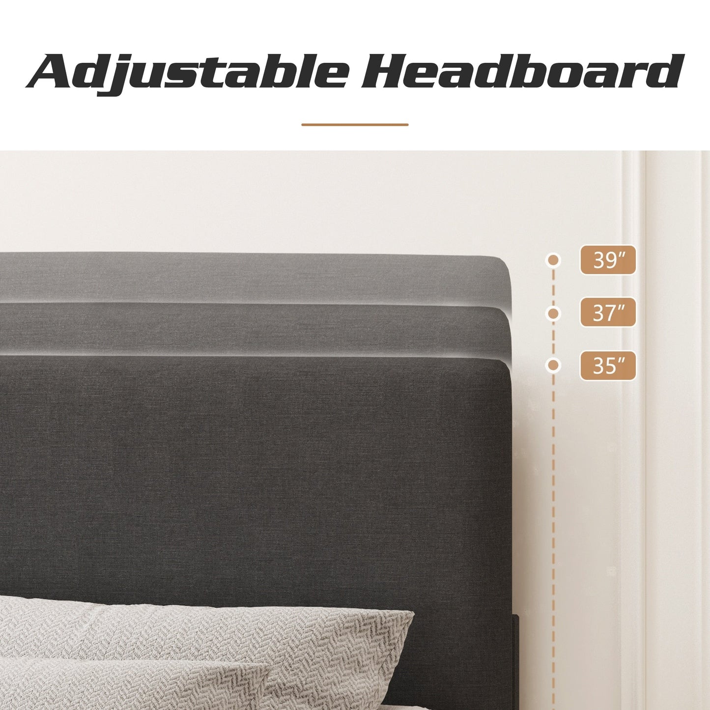 Cadre de lit plateforme rembourré réglable Lifezone pour lit queen size