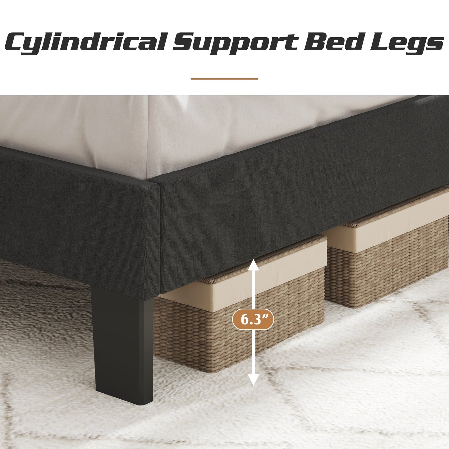 Cadre de lit plateforme rembourré réglable Lifezone pour lit queen size