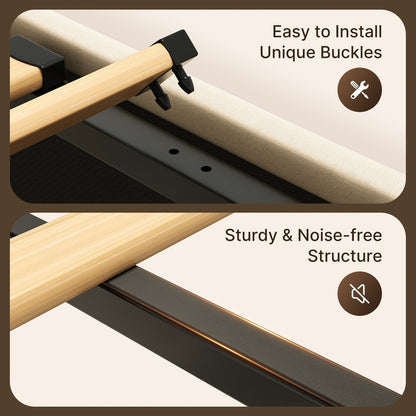 Cadre de lit coffre relevable, cadre de lit plateforme rembourré avec système de rangement hydraulique et tête de lit