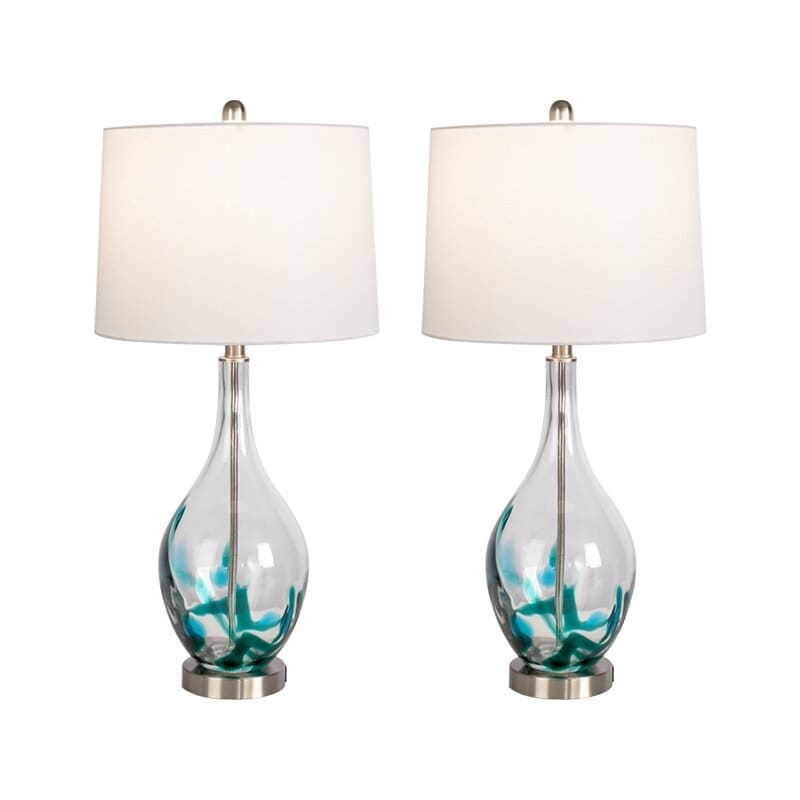 Lampes de table USB en verre (lot de 2) - Lampe de chevet moderne