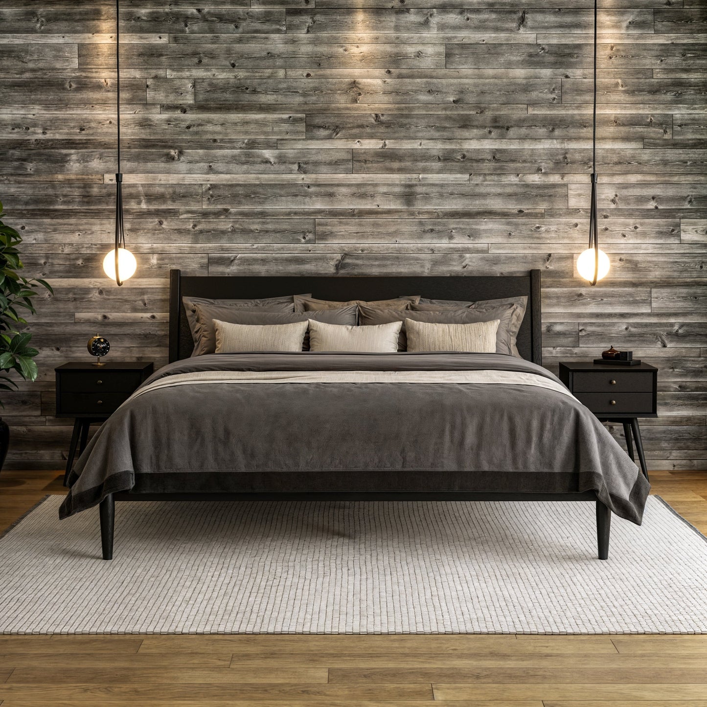 Lit à panneaux de style Mid-Century