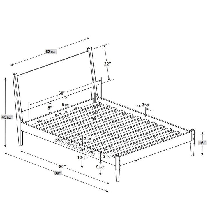 Lit à panneaux de style Mid-Century
