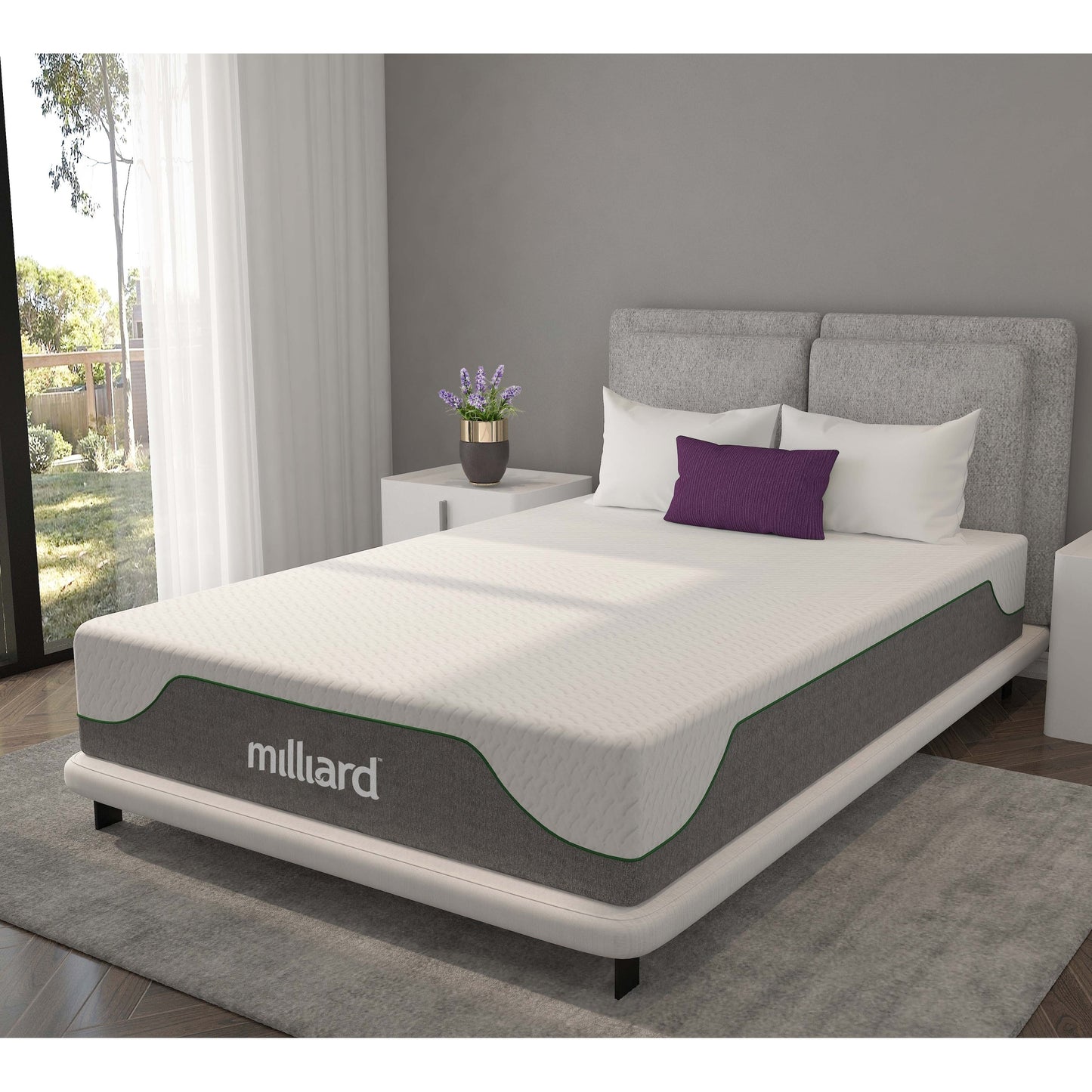 Matelas en mousse à mémoire de forme Milliard, 25 cm (10 pouces), ferme, livré en boîte, soulageant les points de pression, classique