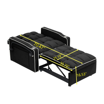 Canapé-lit convertible moderne 3 en 1 de 70,86 pouces avec dossier réglable et port de chargement USB pour salon