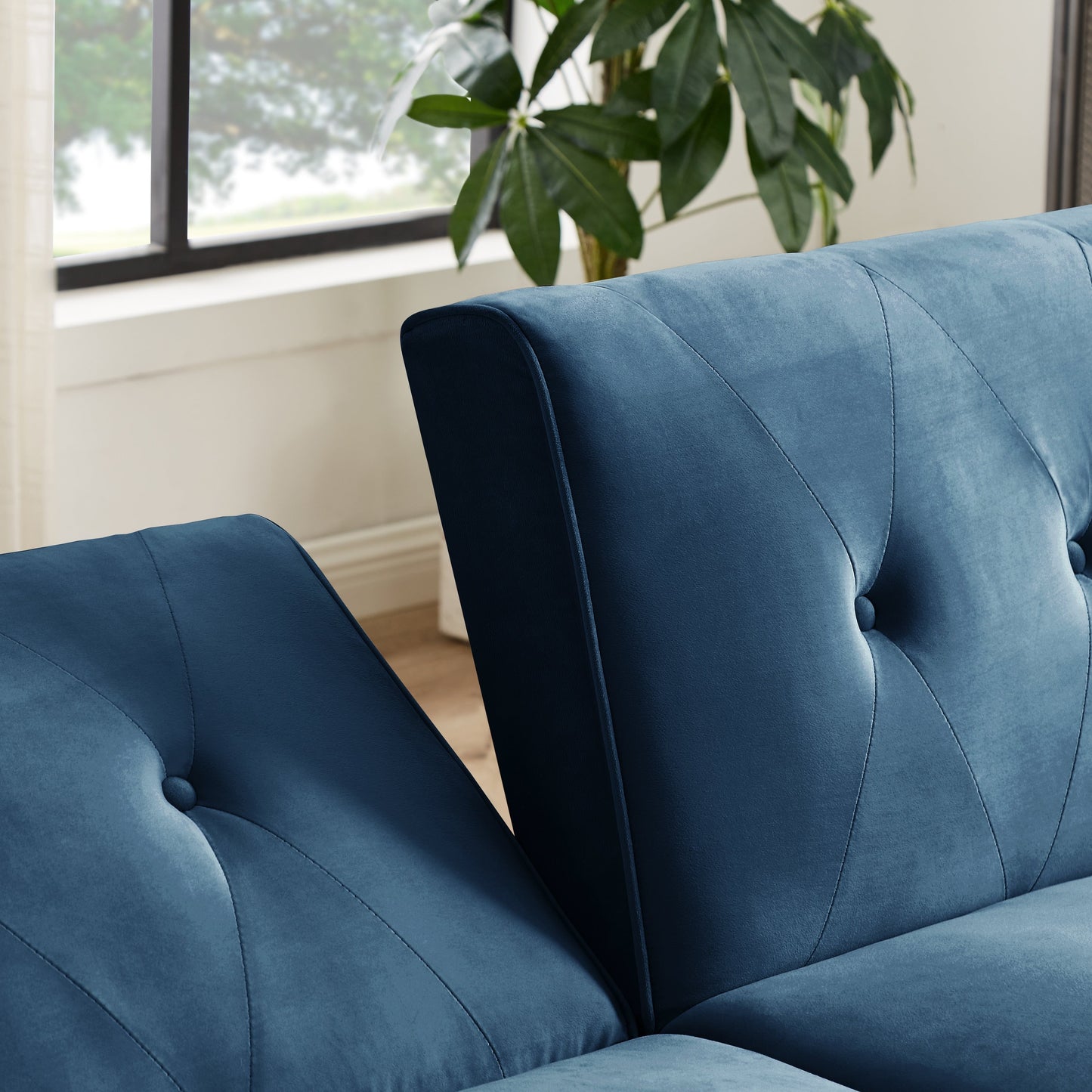 Canapé-lit futon moderne, canapé convertible avec pieds fuselés en bois, 78,35 cm de large, petit canapé à dossier divisé pour salon