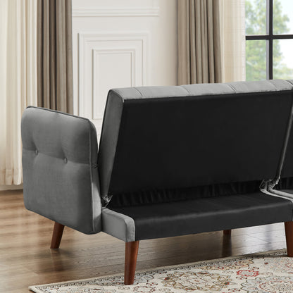 Canapé-lit futon moderne, canapé convertible avec pieds fuselés en bois, 78,35 cm de large, petit canapé à dossier divisé pour salon