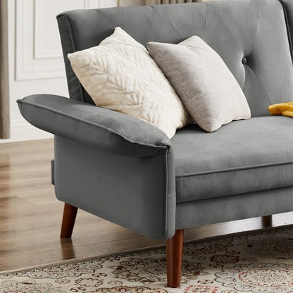 Canapé-lit futon moderne, canapé convertible avec pieds fuselés en bois, 78,35 cm de large, petit canapé à dossier divisé pour salon