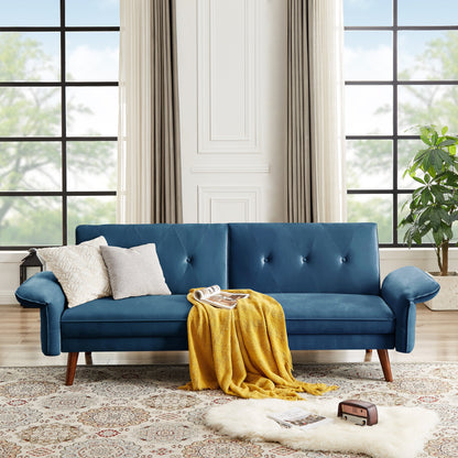 Canapé-lit futon moderne, canapé convertible avec pieds fuselés en bois, 78,35 cm de large, petit canapé à dossier divisé pour salon