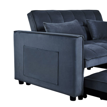 Canapé-lit gigogne moderne, canapé-lit 3 en 1 avec dossier réglable, causeuse en velours, coussins et poches latérales