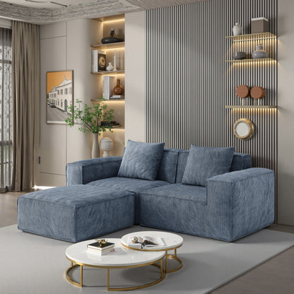 Canapé-lit convertible modulable 2 places en velours côtelé gris