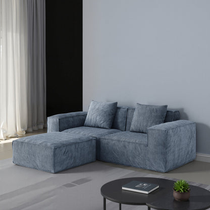 Canapé-lit convertible modulable 2 places en velours côtelé gris