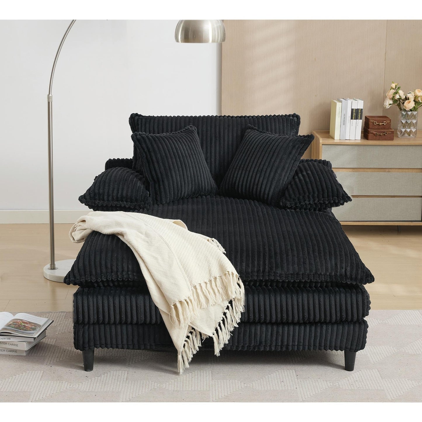 Canapé-lit surdimensionné en velours côtelé moelleux, réglable