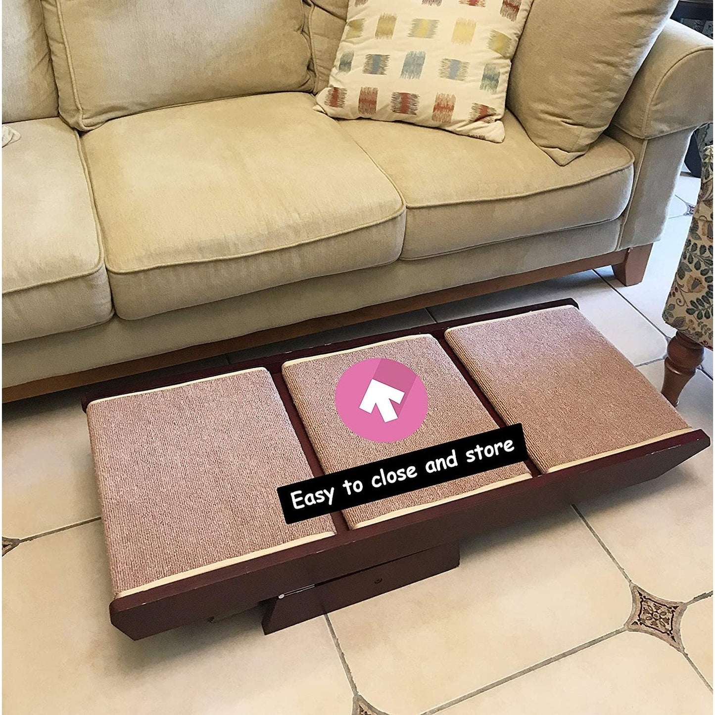 Escalier pliable portable 2 en 1 PAWLAND pour chiens et chats, idéal pour les lits hauts. Il sert également de marchepied facile à monter.