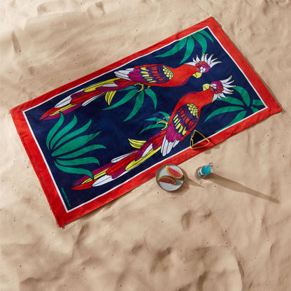 Serviette de plage perroquets