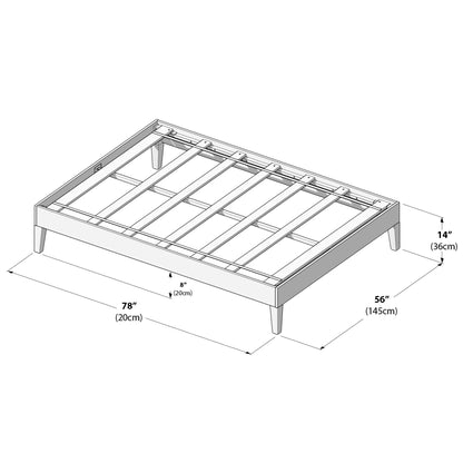 Lit plateforme pleine grandeur à planches et poutres