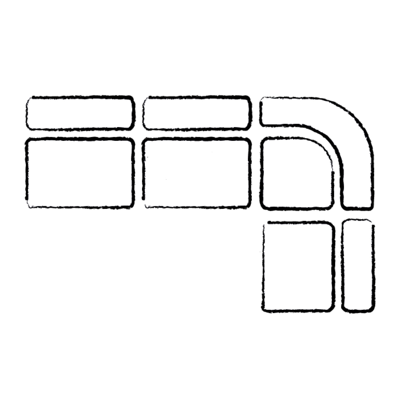 Canapé d'angle modulaire Pompidou 120 en quatre parties