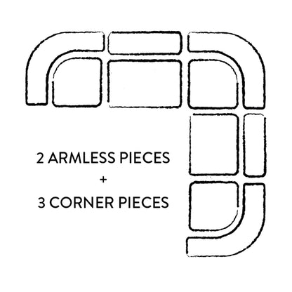 Canapé d'angle modulaire Pompidou 120 en cinq parties