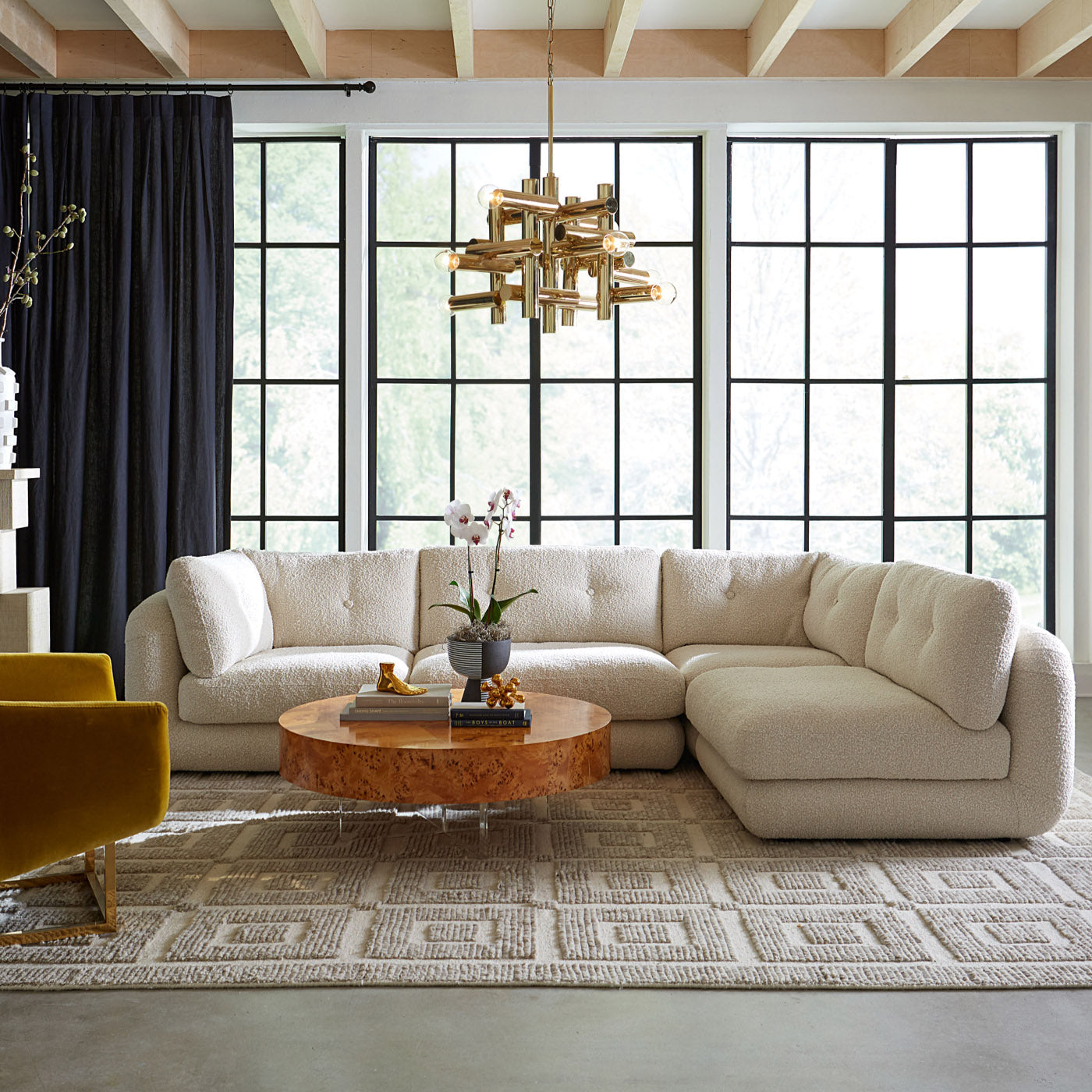 Canapé d'angle modulaire Pompidou 120 en quatre parties