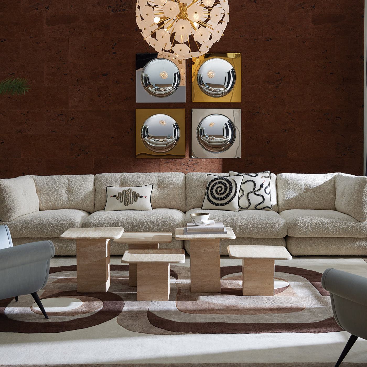 Canapé d'angle modulaire Pompidou 120 en quatre parties