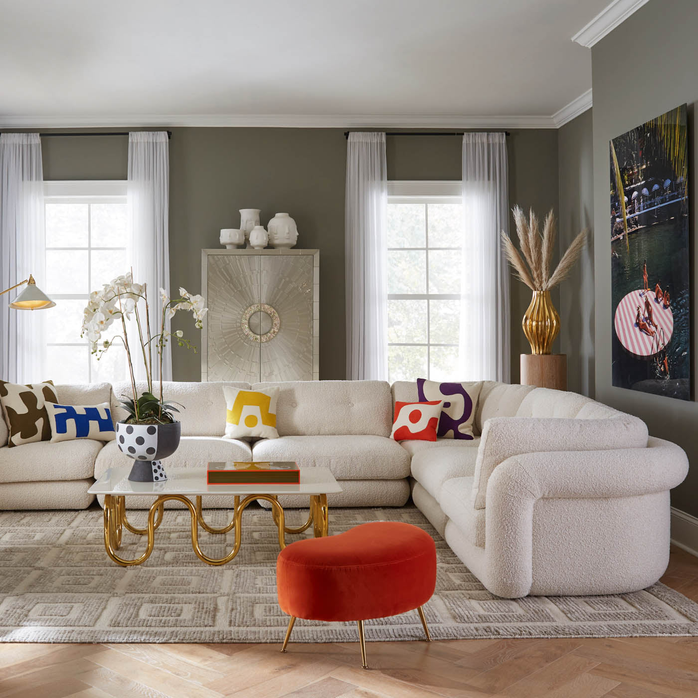 Canapé d'angle modulaire six pièces Pompidou 160