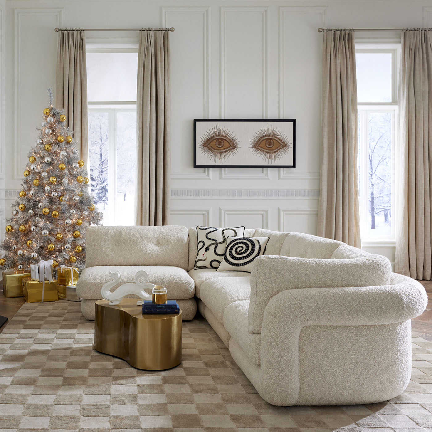 Canapé d'angle modulaire Pompidou 120 en quatre parties