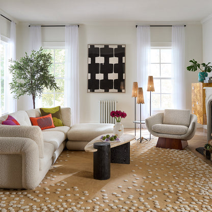 Canapé d'angle modulaire Pompidou 120" en quatre pièces avec pouf