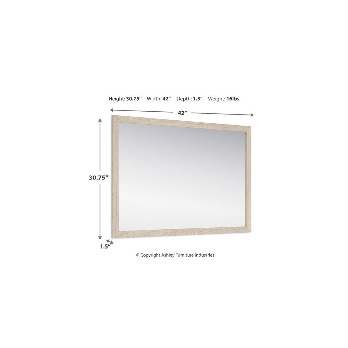 Miroir de chambre beige Cadmori, Signature Design by Ashley - Marron - 38,86 cm (L) x 1,3 cm (P) x 27,68 cm (H)