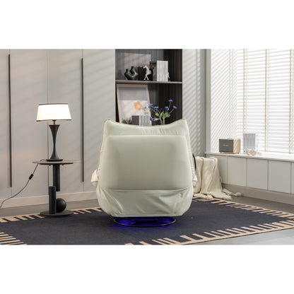 Fauteuil inclinable électrique pivotant avec haut-parleurs Bluetooth, support pour téléphone, ports de chargement USB et Type-C, rangement dissimulé dans l'accoudoir