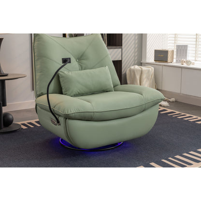 Fauteuil inclinable électrique pivotant avec haut-parleurs Bluetooth, support pour téléphone, ports de chargement USB et Type-C, rangement dissimulé dans l'accoudoir