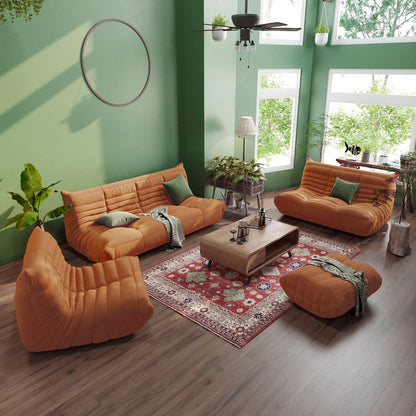 Ensembles de canapés poufs en velours Teddy