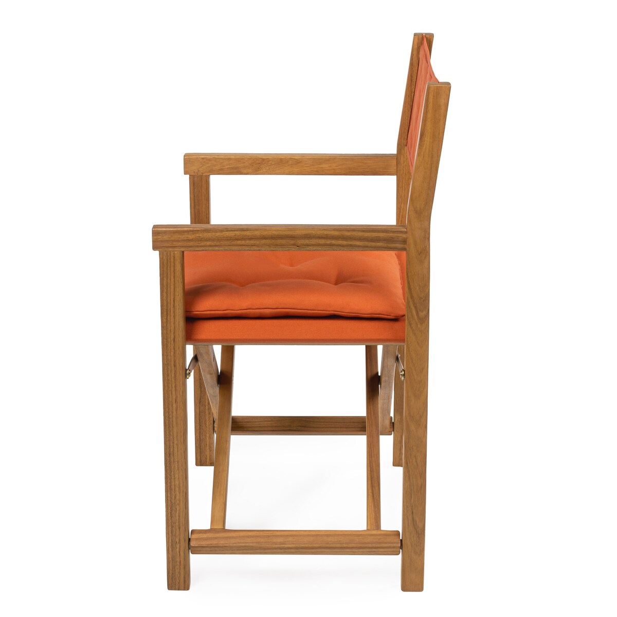 Chaise de réalisateur pliable d'extérieur Theo Classic en bois d'acacia, style milieu du siècle, avec dossier matelassé en losanges et coussin (lot de 2), par JONATHAN Y