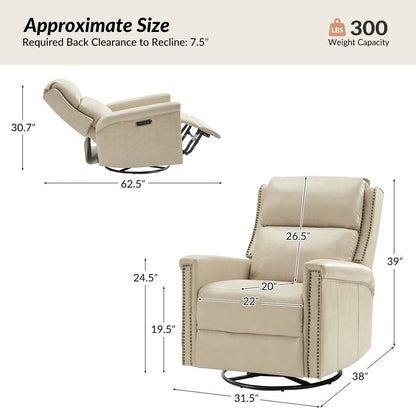 Ensemble de 2 fauteuils inclinables électriques pivotants et à bascule Tobias de style traditionnel par HULALA HOME