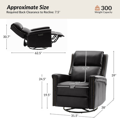 Ensemble de 2 fauteuils inclinables électriques pivotants et à bascule Tobias de style traditionnel par HULALA HOME
