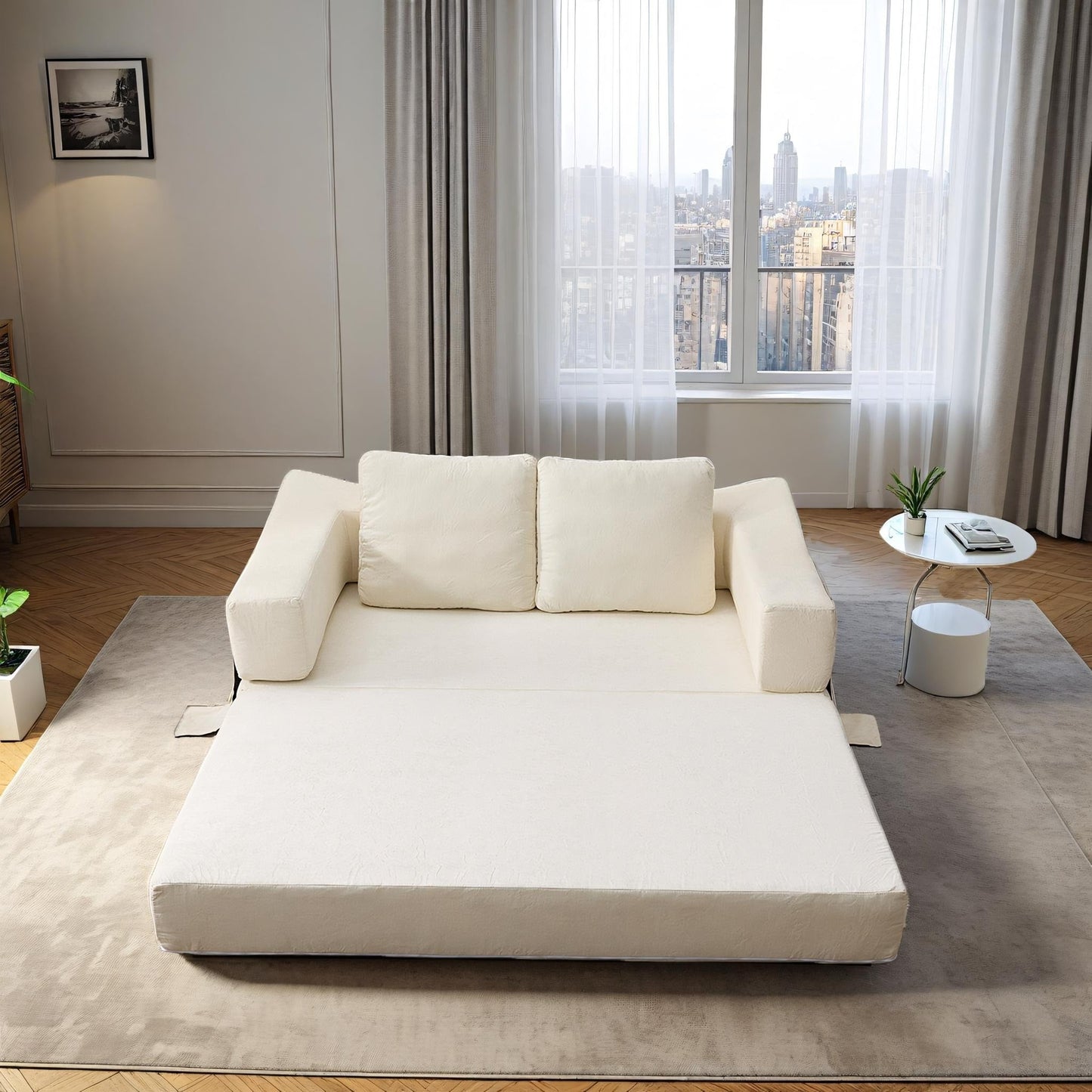 Canapé-lit convertible rembourré 70,87, fauteuil convertible, canapé de sol confortable pour salon, chambre, tissu chenille