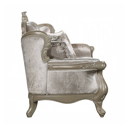 Canapé capitonné beige et champagne avec dossier à boutons