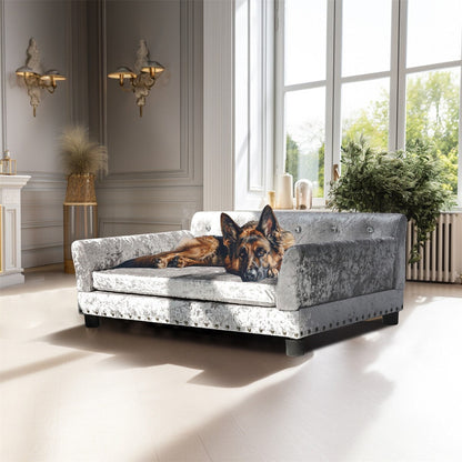 Lit pour animaux de compagnie en velours capitonné avec coussin amovible