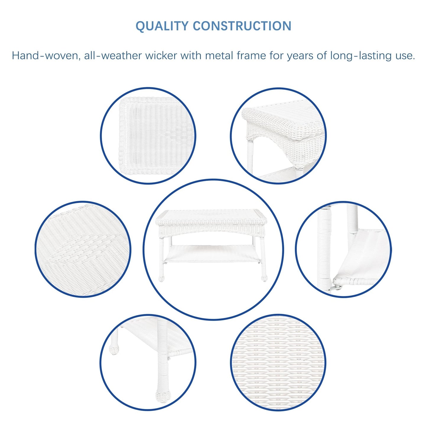 Ensemble de conversation 4 pièces en osier pour patio