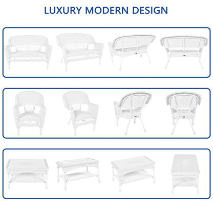 Ensemble de conversation 4 pièces en osier pour patio
