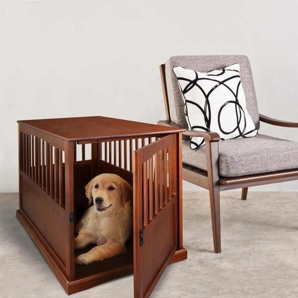 Table d'appoint en bois avec cage pour animaux et porte verrouillable