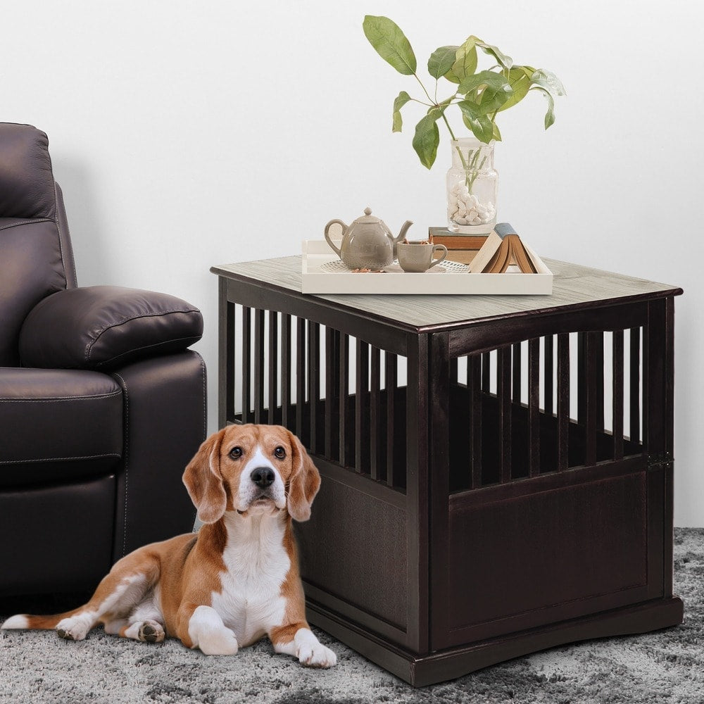 Table d'appoint en bois avec cage pour animaux et porte verrouillable