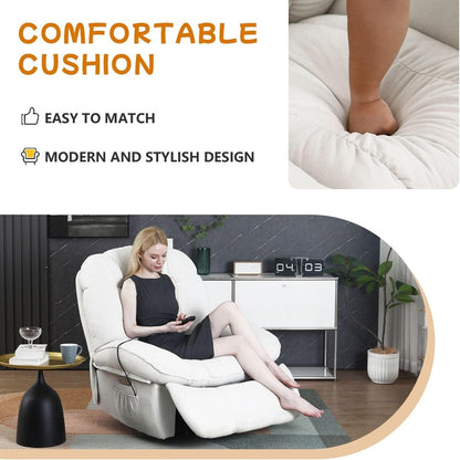Fauteuil inclinable pivotant électrique XINMICS, fauteuil massant à bascule avec fonction chauffante, ports USB et USB-C et poche latérale